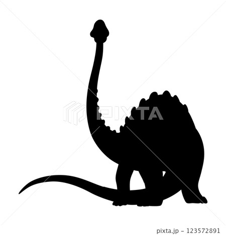 Cartoon dinosaur baby silhouette. Dino monsters icon. Prehistoric funny little monster for children theme. Vector illustration isolated on white 123572891