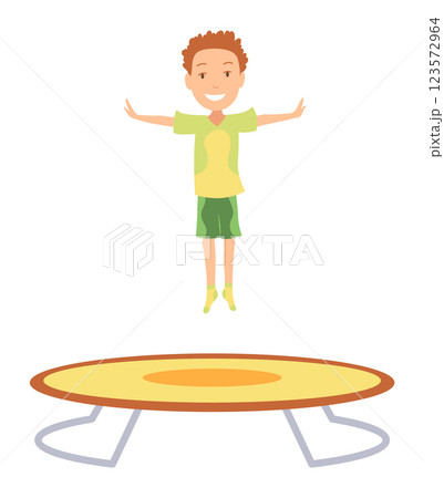 Children jumping trampoline. Kid jumping icon. Child activities design element. Indoor or outdoor fun, fitness jumping. Acrobatic and gymnastic exercises. Vector illustration Children jumping trampoline. Kid jumping icon. Child activities design element. Indoor or outdoor fun, fitness jumping. Acrobatic and gymnastic exercises. Vector illustration 123572964