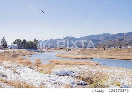福島 冬の久慈川河川敷 福島 冬の久慈川河川敷 123573376