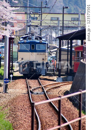 汽笛よ響け!!往時の雄姿を今に伝える… 桜と峠のシェルパ『EF63電気機関車』 123573501