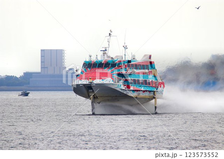 伊豆諸島を結ぶトビウオ… 東京港を行く『ジェットホイル』 123573552