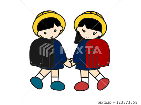 ランドセルを背負った男の子と女の子 123573558