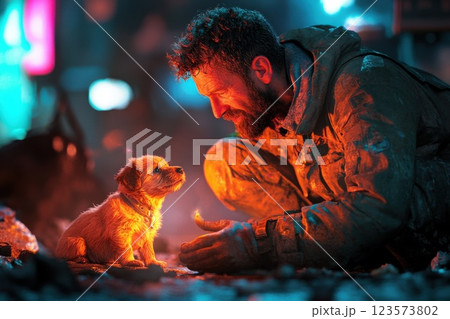 Man bravely saves puppy from collapsed building in urgent rescue 123573802