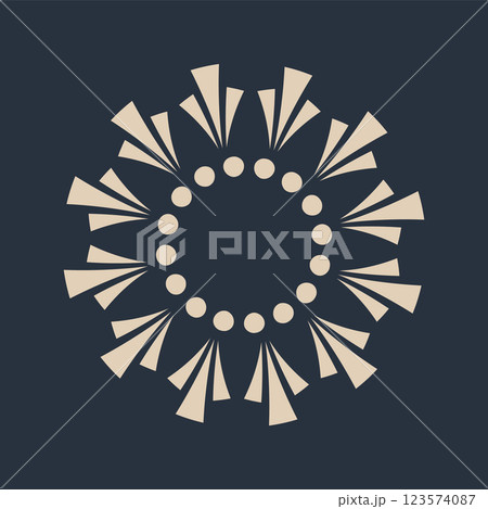 Sunburst firework explosion, bursting or light rays, linear drawing. Vector trendy hand drawn retro isolated design element 123574087