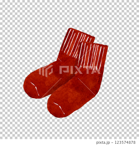 簡單的紅襪子時尚物品手繪水彩插畫素材 123574878