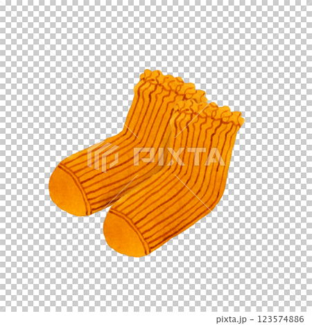 橘色皺褶襪時尚單品手繪水彩插畫素材 123574886