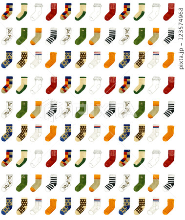 靴下のパターン 手描き水彩イラストの靴下柄 靴下のパターン 手描き水彩イラストの靴下柄 123574968
