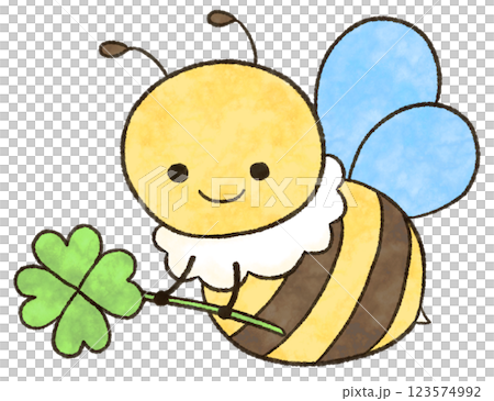 クローバーを運ぶかわいい蜂のイラスト 123574992