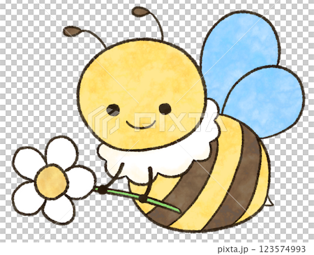 Illustration of a cute bee carrying a flower 123574993