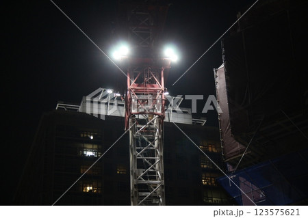 industrial tower at night 123575621