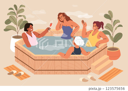 Hand drawn hot tub illustration 123575656