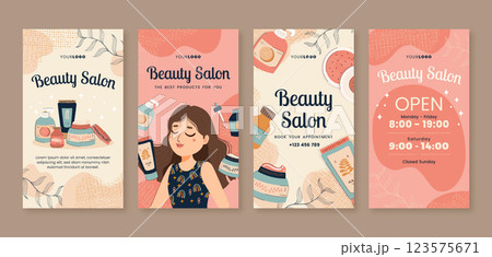 Hand drawn instagram stories beauty salon template Hand drawn instagram stories beauty salon template 123575671