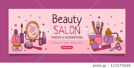 Hand drawn beauty salon facebook cover 123575680