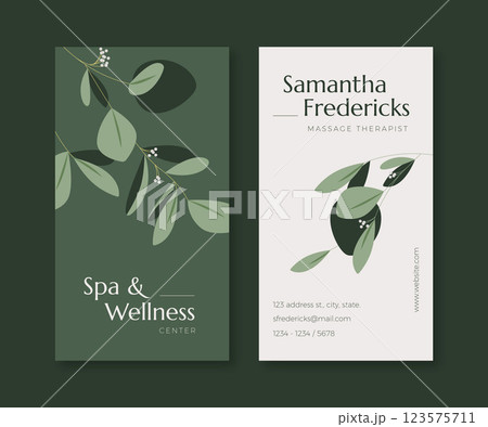 Hand drawn spa business card template Hand drawn spa business card template 123575711