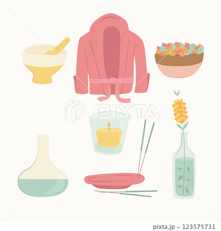 Hand drawn wellness and spa elements Hand drawn wellness and spa elements 123575731