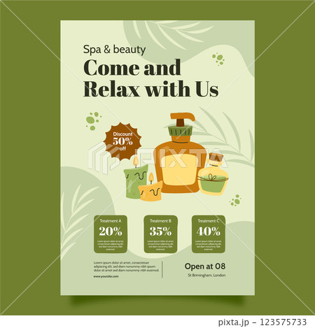Hand drawn wellness and spa template design Hand drawn wellness and spa template design 123575733