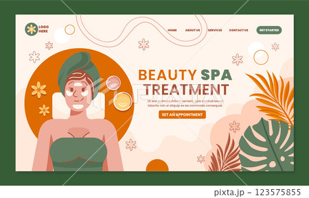 Flat design spa treatment landing page 123575855