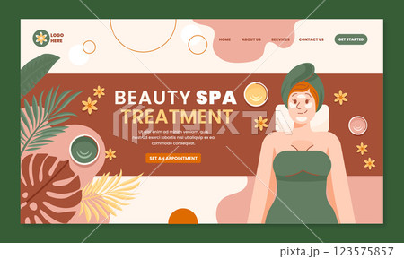 Flat design boho spa treatment landing page 123575857