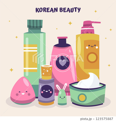 Hand drawn korean beauty illustration Hand drawn korean beauty illustration 123575887