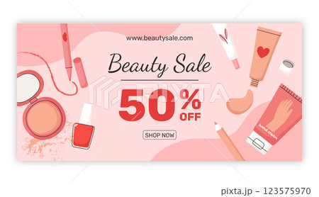 Hand drawn beauty sale banner design 123575970