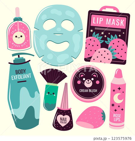 Hand drawn korean beauty element design 123575976