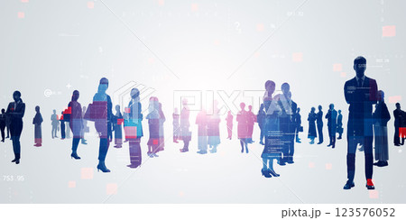 多国籍の人々のグループとデジタルテクノロジーのコンセプトビジュアル 123576052