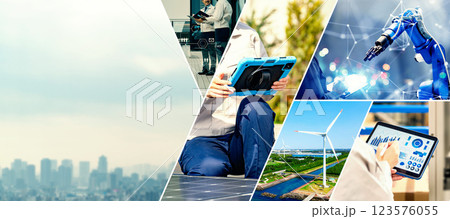 様々な産業イメージのコラージュビジュアル 様々な産業イメージのコラージュビジュアル 123576055