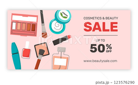 Hand drawn beauty sale banner design 123576290