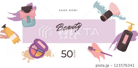 Hand drawn beauty sale banner Hand drawn beauty sale banner 123576341
