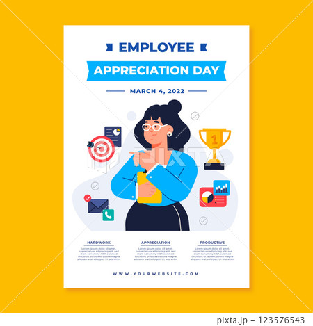Flat employee appreciation day vertical poster template 123576543