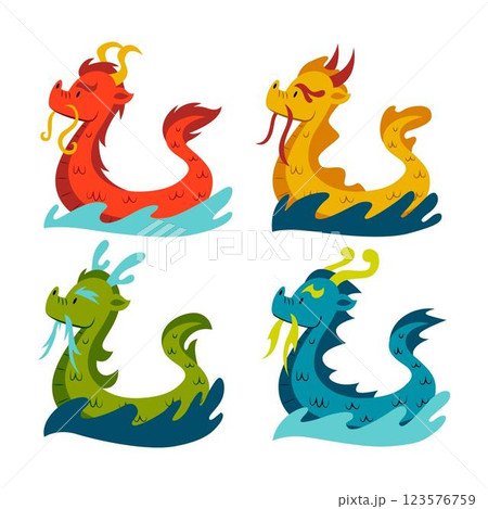 Hand drawn dragon boat collection Hand drawn dragon boat collection 123576759
