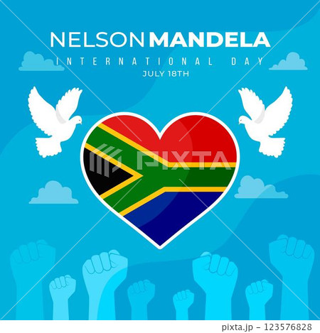 Flat nelson mandela international day illustration 123576828