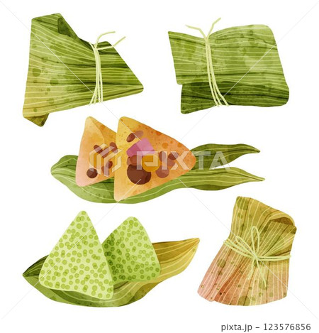 Hand painted watercolor dragon boat's zongzi collection Hand painted watercolor dragon boat's zongzi collection 123576856