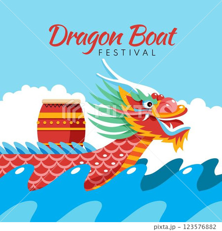 Flat dragon boat illustration Flat dragon boat illustration 123576882