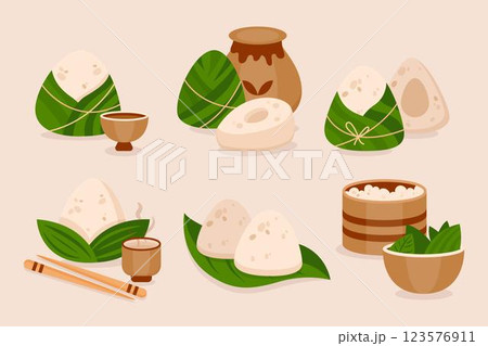 Flat dragon boat's zongzi collection 123576911