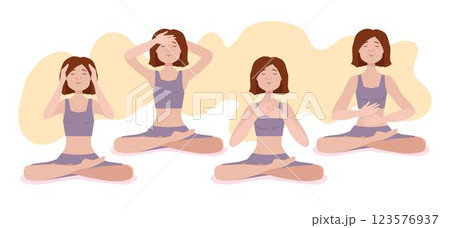 Self-healing reiki poses set 123576937