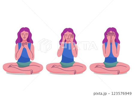 Self-healing reiki poses illustration 123576949