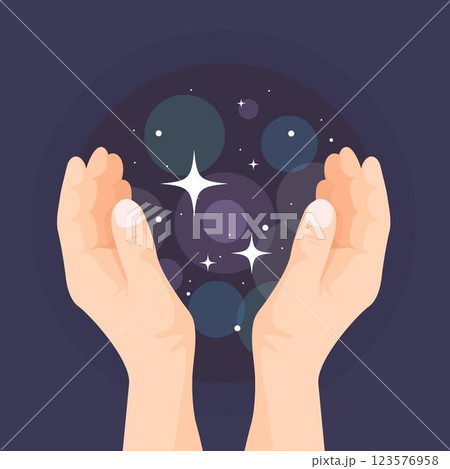 Energy healing hands illustration 123576958