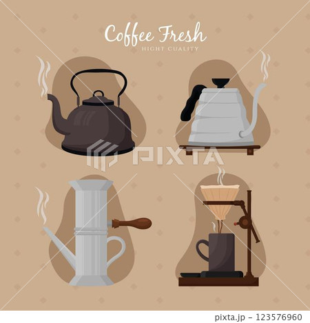 Vintage coffee brewing methods collection 123576960