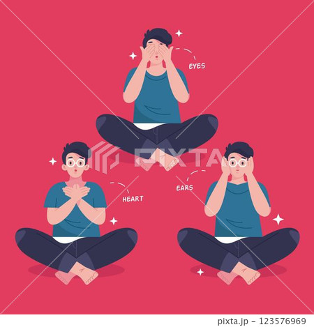 Man self-healing reiki poses 123576969