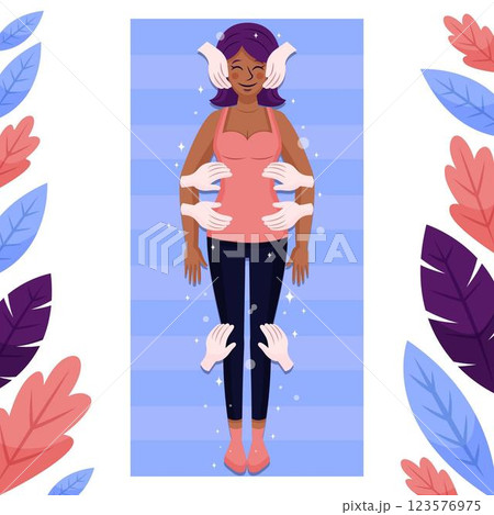 Reiki therapy illustration concept Reiki therapy illustration concept 123576975
