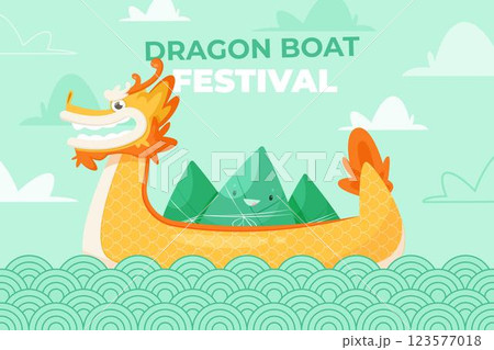 Cartoon dragon boat background Cartoon dragon boat background 123577018