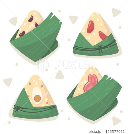 Hand drawn dragon boat's zongzi collection Hand drawn dragon boat's zongzi collection 123577031