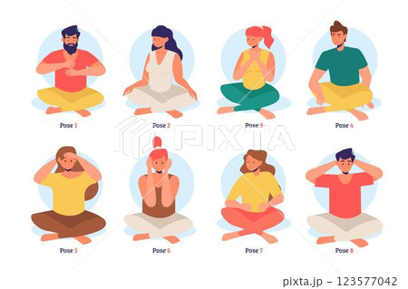 Collection of man and women in reiki poses Collection of man and women in reiki poses 123577042