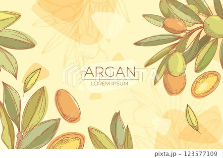 Hand drawn argan oil background 123577109