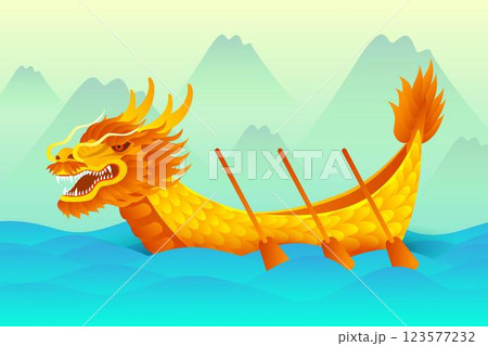 Gradient dragon boat illustration Gradient dragon boat illustration 123577232