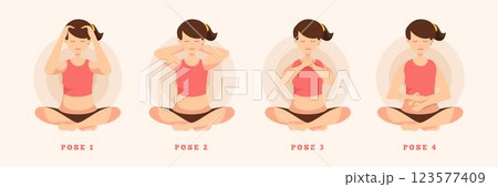 Self-healing reiki poses set 123577409