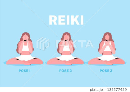 Self-healing reiki poses Self-healing reiki poses 123577429