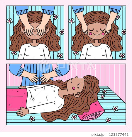 Reiki therapy woman having a massage 123577441