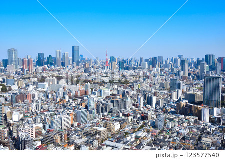 都市風景　東京　東京タワー　芝　虎ノ門　六本木　麻布台 123577540